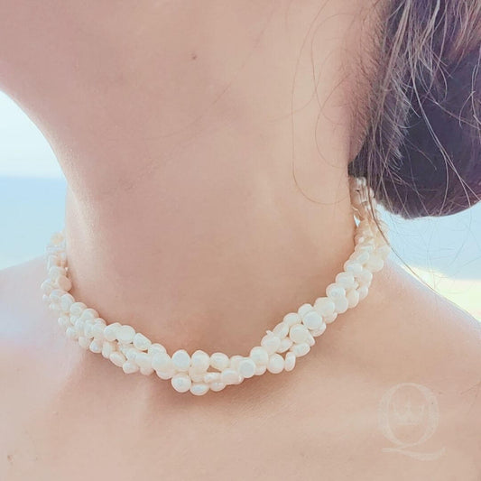 3-Layer High-Quality Freshwater Pearl Necklace (38 cm)